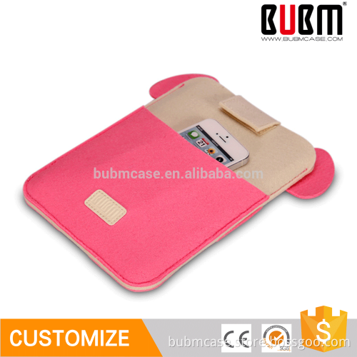 BUBM 7.9 inch Wool Felt Cute pink Pig design Sleeve Tablet Pouch